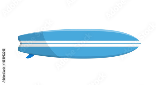 Vibrant Blue Surfboard with Dual White Stripes: A Symbol of Aquatic Adventure and Leisurely Fun