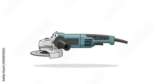 Illustrated angle grinder showcases tool engineering and functionality