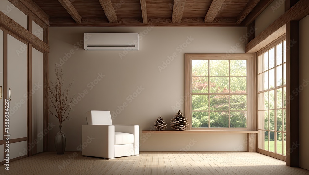 Fototapeta premium Peaceful minimalist room with natural light