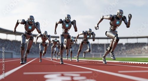  humanoid robots participating in a race, showing their increasing role in different fields.