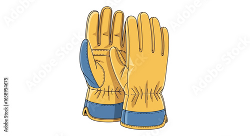 Illustrative rendering of heavy duty leather gloves for industrial protection