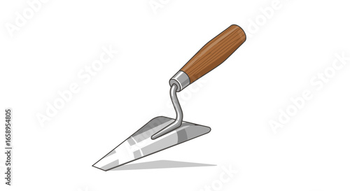 Isolated trowel with wooden handle on a white background illustration
