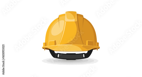Single yellow hard hat with a sturdy design isolated on a white background