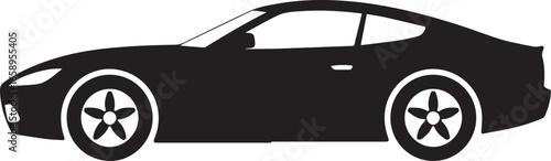 vector silhouette of sleek aerodynamic car side view in ai eps jpeg png formats for automotive design projects