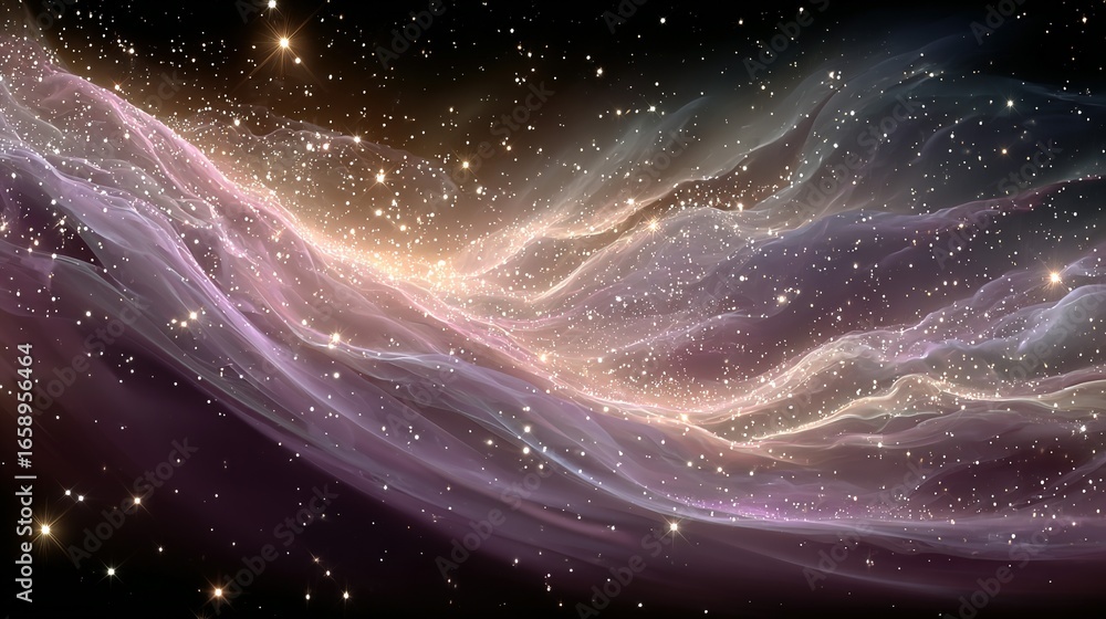 Fototapeta premium Colorful nebula with stars in deep space cosmic cloud abstract illustration.