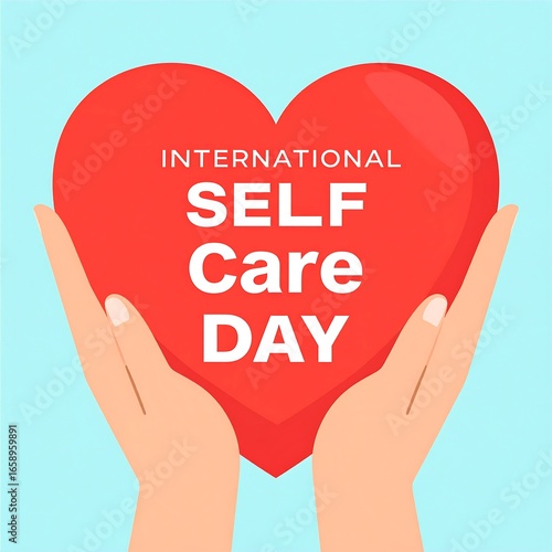 Hands holding a heart for self-care