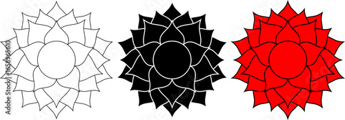 outline silhouette Sahasrara or crown chakra icon set