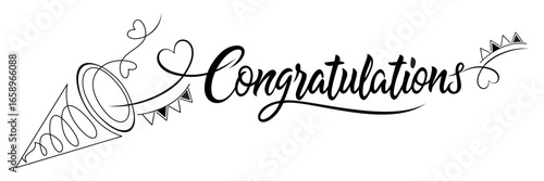 Congratulations text on success and awards vector on white background