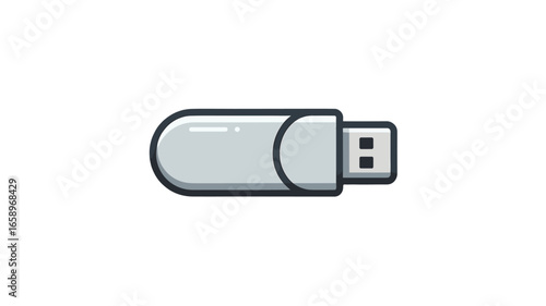A minimalist illustration of a USB flash drive.