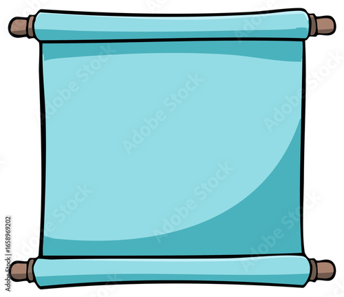 Light Blue Scroll with Wooden Rollers and Copy Space