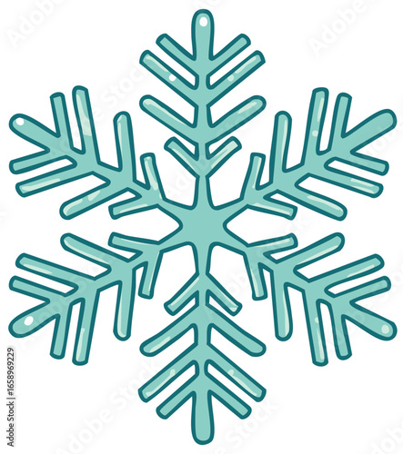 Cartoon snowflake illustration, winter seasonal design, cold weather theme