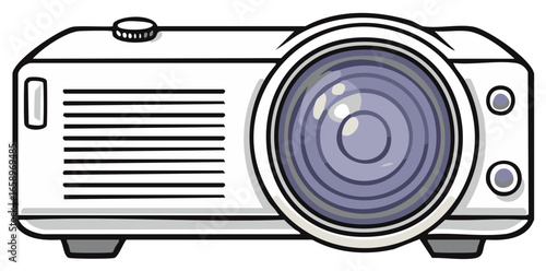 White multimedia video projector electronic device cartoon illustration
