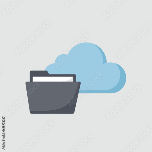 Cloud Storage with Folder Icon for File Management