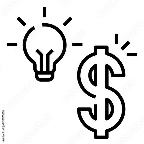 Idea Lamp With Dolar Symbol Line Icon