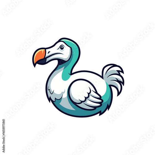 A striking 3D vector illustration of the legendary Dodo bird. The clean, modern logo design with bright, vibrant colors elegantly immortalizes this famous extinct creature.