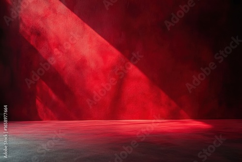 Abstract Red Wall with Soft Light and Shadow Play in Room