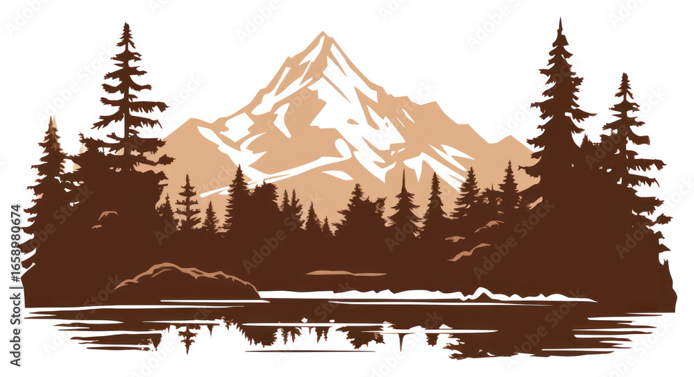 Fototapeta premium PNG A forest and mountain wilderness landscape outdoors.