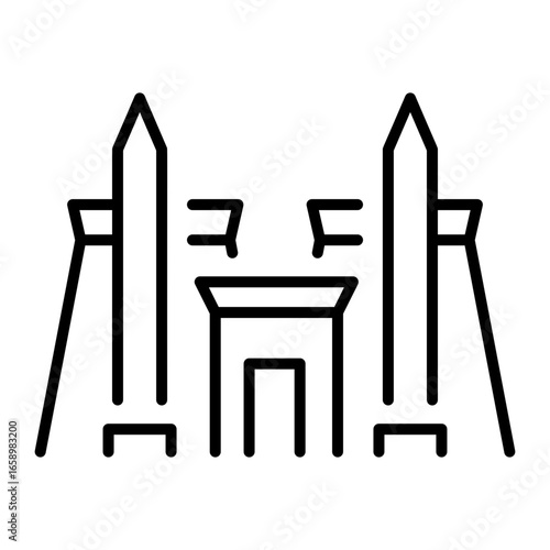 A linear style icon representing karnak temple