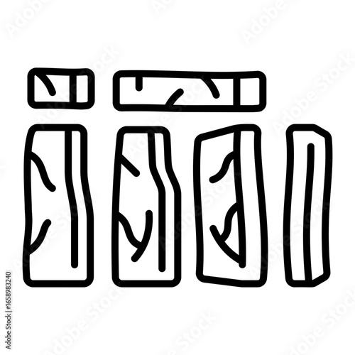 An outline style icon depicting stonehenge