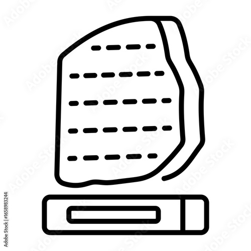 An outline style icon depicting rosetta stone