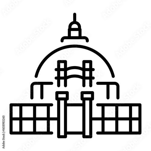 A line style icon showing sanchi stupa