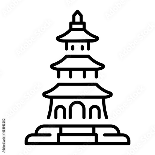 An outline style icon depicting seoguram grotto