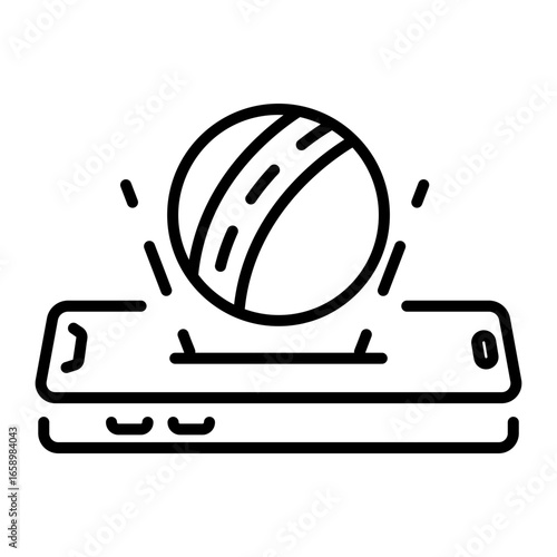 A linear icon showing a mobile cricket game