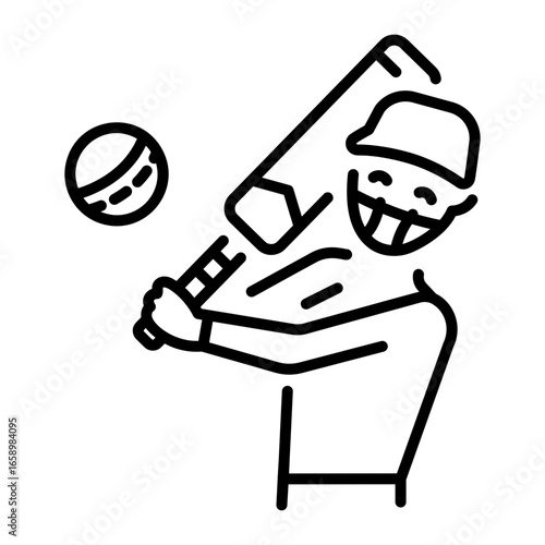 A linear icon showing a hitting ball action