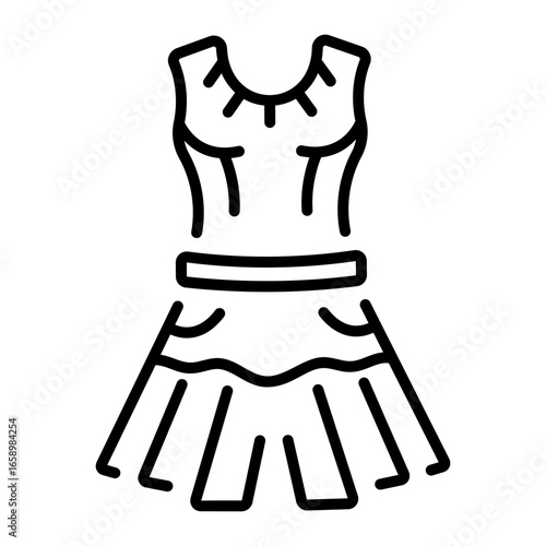 A line style icon depicting a cheerleading uniform outfit