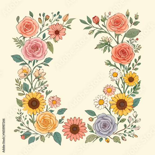High quality vector illustration of garden filled with colors for creative projects and digital artwork design purposes
