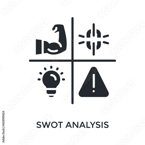 Swot Analysis Icon Glyph Style. Vector Illustration For Graphic Design