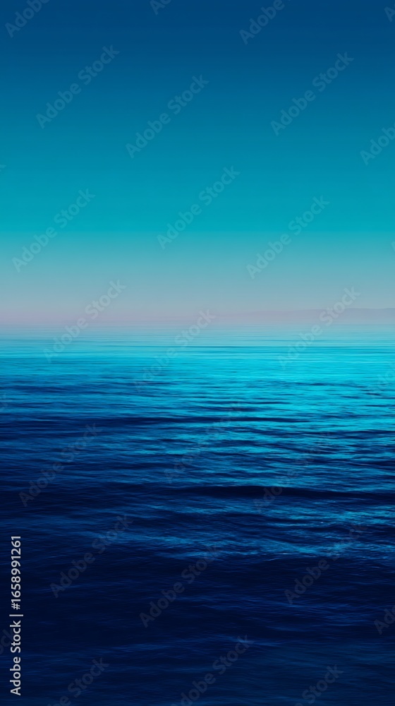 Obraz premium Minimal deep blue gradient fading into soft aqua calming water inspired vertical background