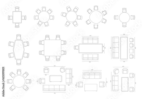 Various Table and Chair Configurations for Different Settings.