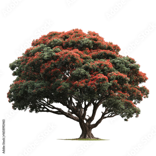 Full Tree Profile of a Mature Pohutukawa from New Zealand Transparent Background