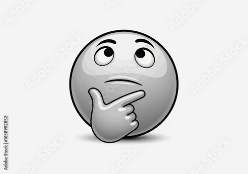 Emoji face with hand on chin, expressing thinking or contemplation.