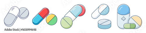 Colorful pharmaceutical pills and capsules representing medication and healthcare concepts