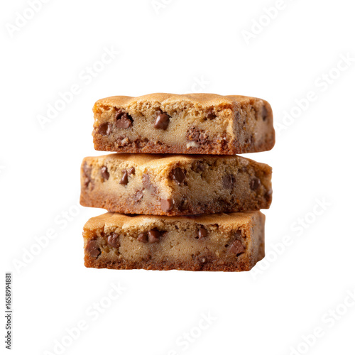 Stack of Delicious Chocolate Chip Blondies, Homemade Bakery Treat