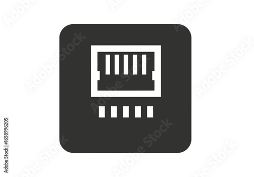 Icon of an ethernet port, a common connector for wired network connections.
