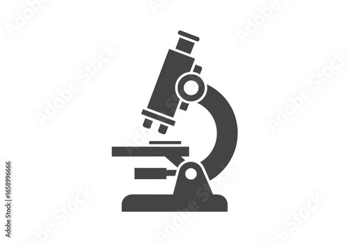 Illustration of a black microscope, a scientific instrument used for magnification and observation.