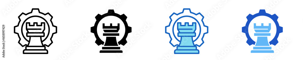 Obraz premium Strategy Wheel Icon Set Multiple Style Collection