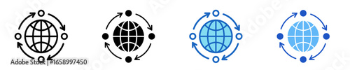 Globe Arrows  Icon Set Multiple Style Collection
