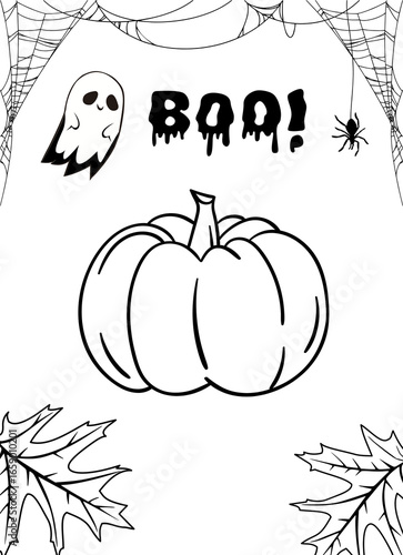 Coloring book halloween with pumpkin for adult or kids