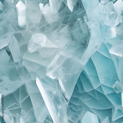 Wallpaper Mural Abstract art featuring a close-up of icy crystal formations with intricate facets and cool tones. Torontodigital.ca