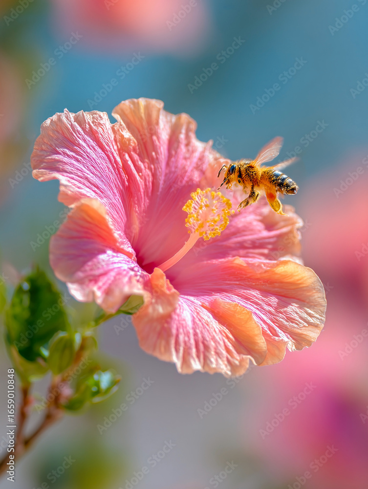 Fototapeta premium Honeybee on Hibiscus Flower
