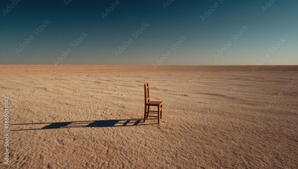 Fototapeta premium Empty chair in a vast desert landscape