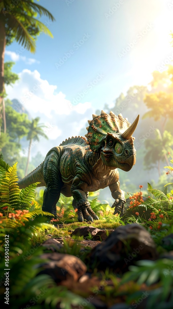 Obraz premium Dinosaur in lush jungle