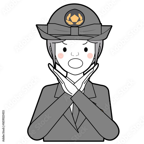 手をクロスする女性警察官