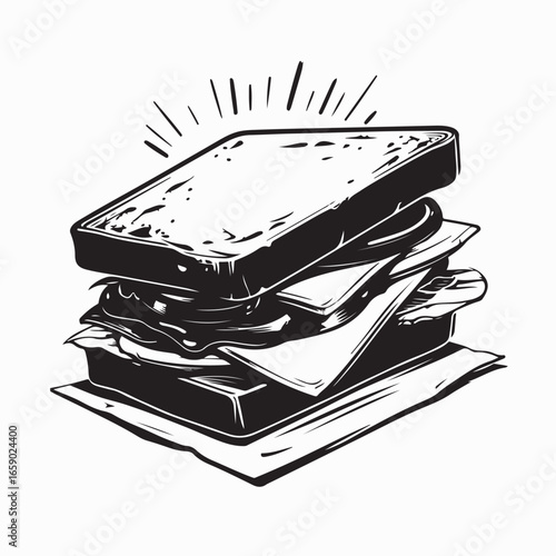 Delicious Sandwich Vector Illustration with Fresh Ingredients in Simple Design on white background