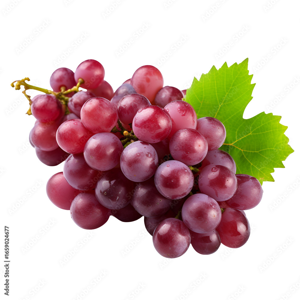 Fototapeta premium Red grapes bunch fresh fruit vine leaf