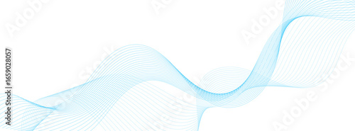 Light blue wavy lines form an abstract background, offering a modern and clean visual aesthetic.